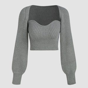 NWT Two-Piece Rib Knit Long Sleeve Crop Top